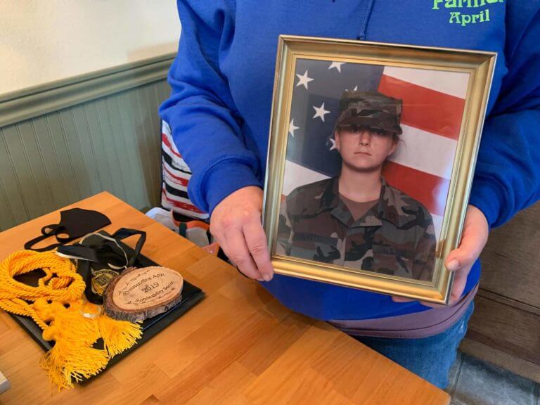 April displays her Army memorabilia