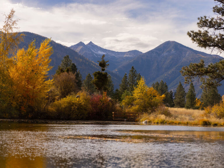 Fall foliage on the shore of Wallowa Lake