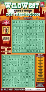 Wild West Crossword Ticket Front